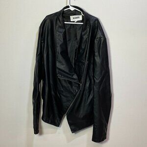 BB Dakota Jacket XL Black Cafe Racer Moto Open Front Faux Leather Womens